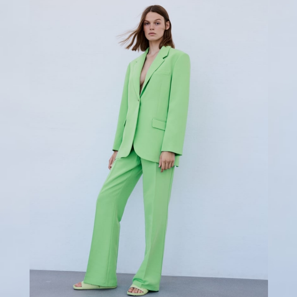 NWT ZARA LOW HEEL SANDALS MINT GREEN - Picture 2 of 8